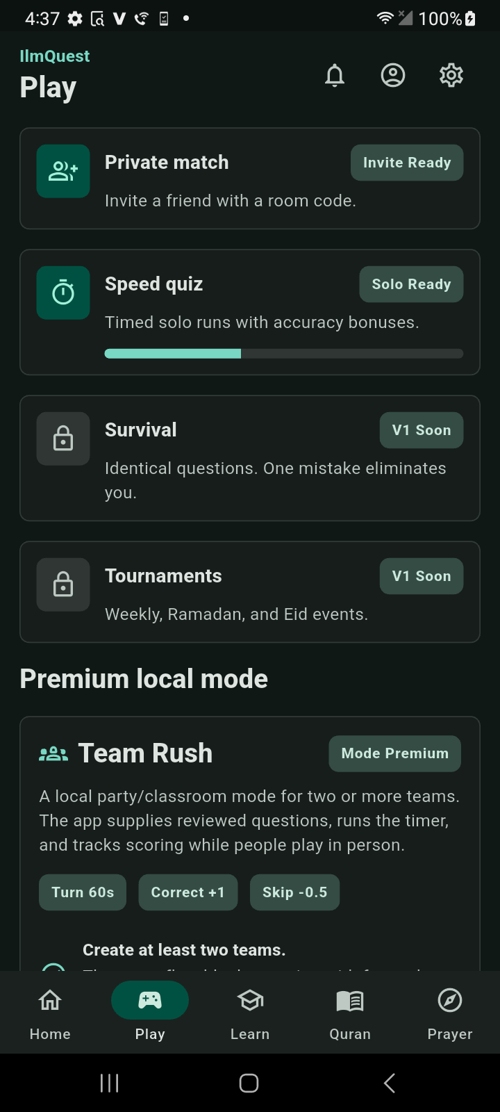 IlmQuest play modes list